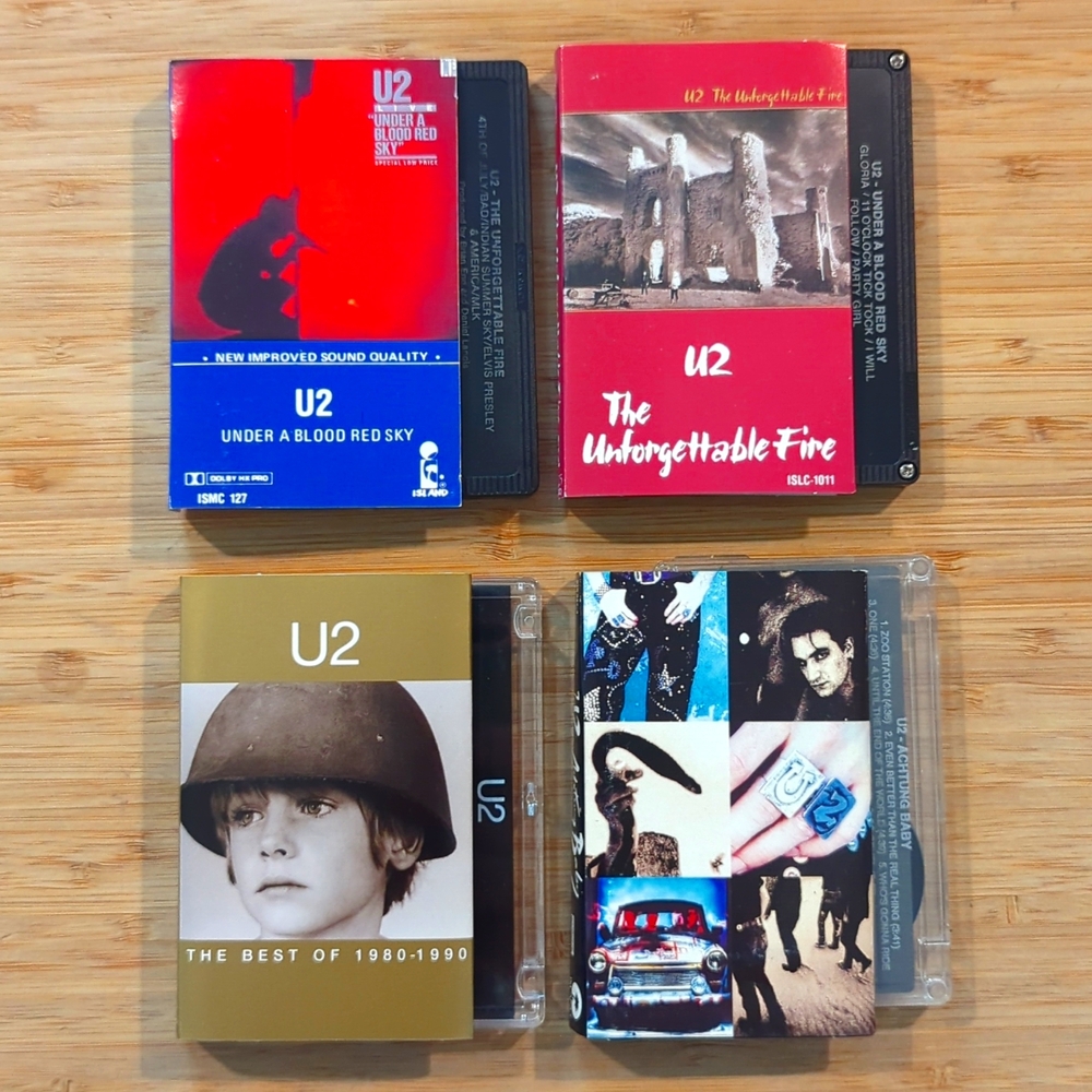 U2 greatest hits in 4 vintage cassette tapes